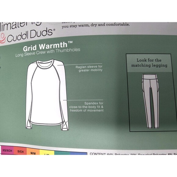Cuddl Duds ClimateRight Grid Warmth Base Layer Thermal Legging + Crew Top Set, L - Picture 13 of 16